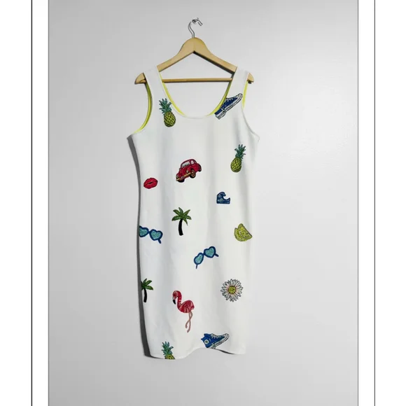 Nicole Miller Studio Rare Fun Vacation Print MIDI Dress - Picture 2 of 6